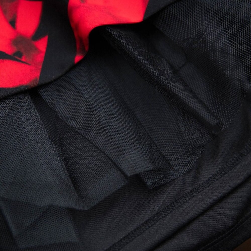 Karl Lagerfeld Skirt Waist 35" Black Red Abstract Floral Midi Lined Dressy Chic - Picture 5 of 5